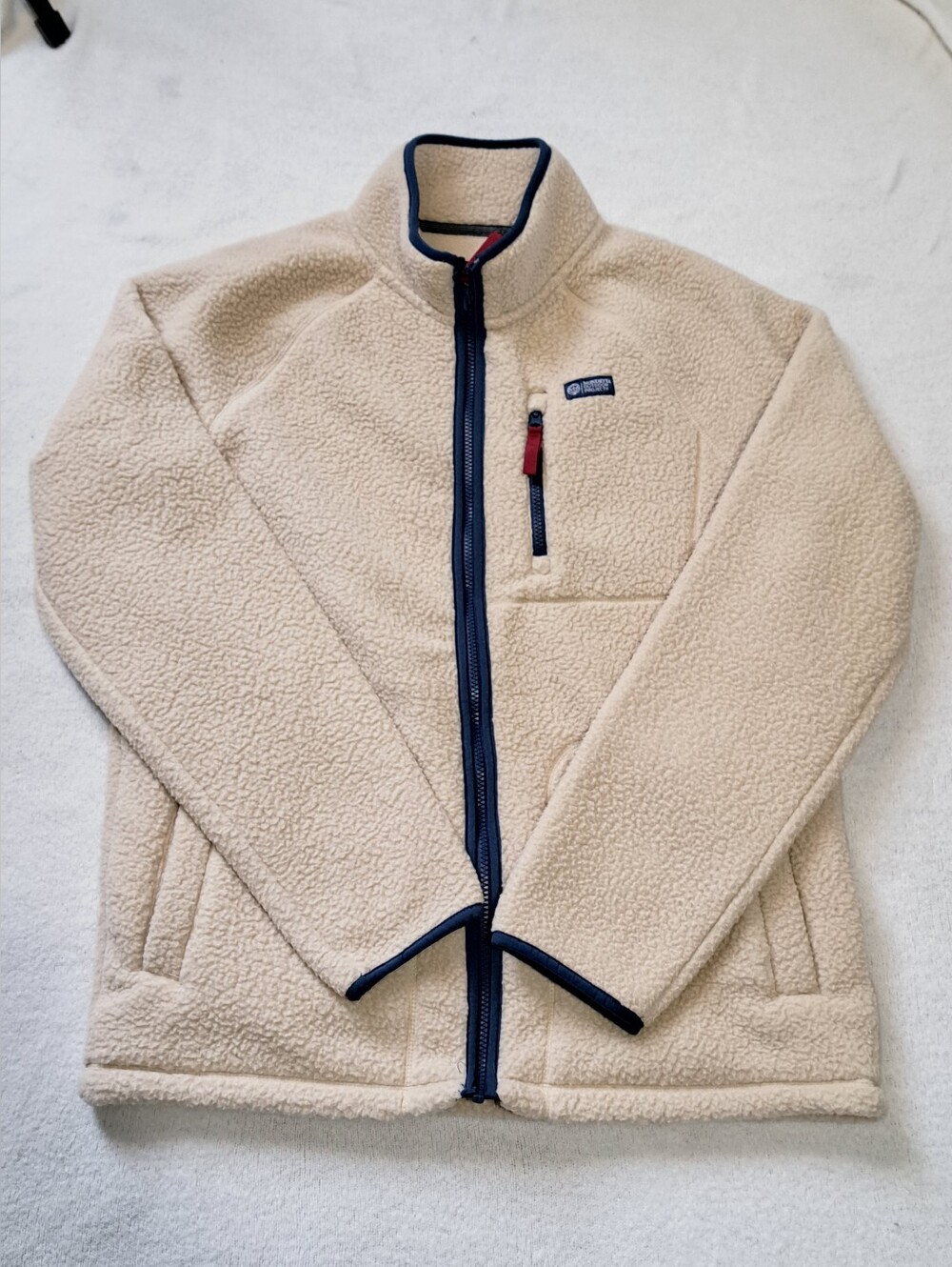 Mondetta Men's Sherpa Jacket Fleece Full Zip Cream Beige Size Large Fall Neutral